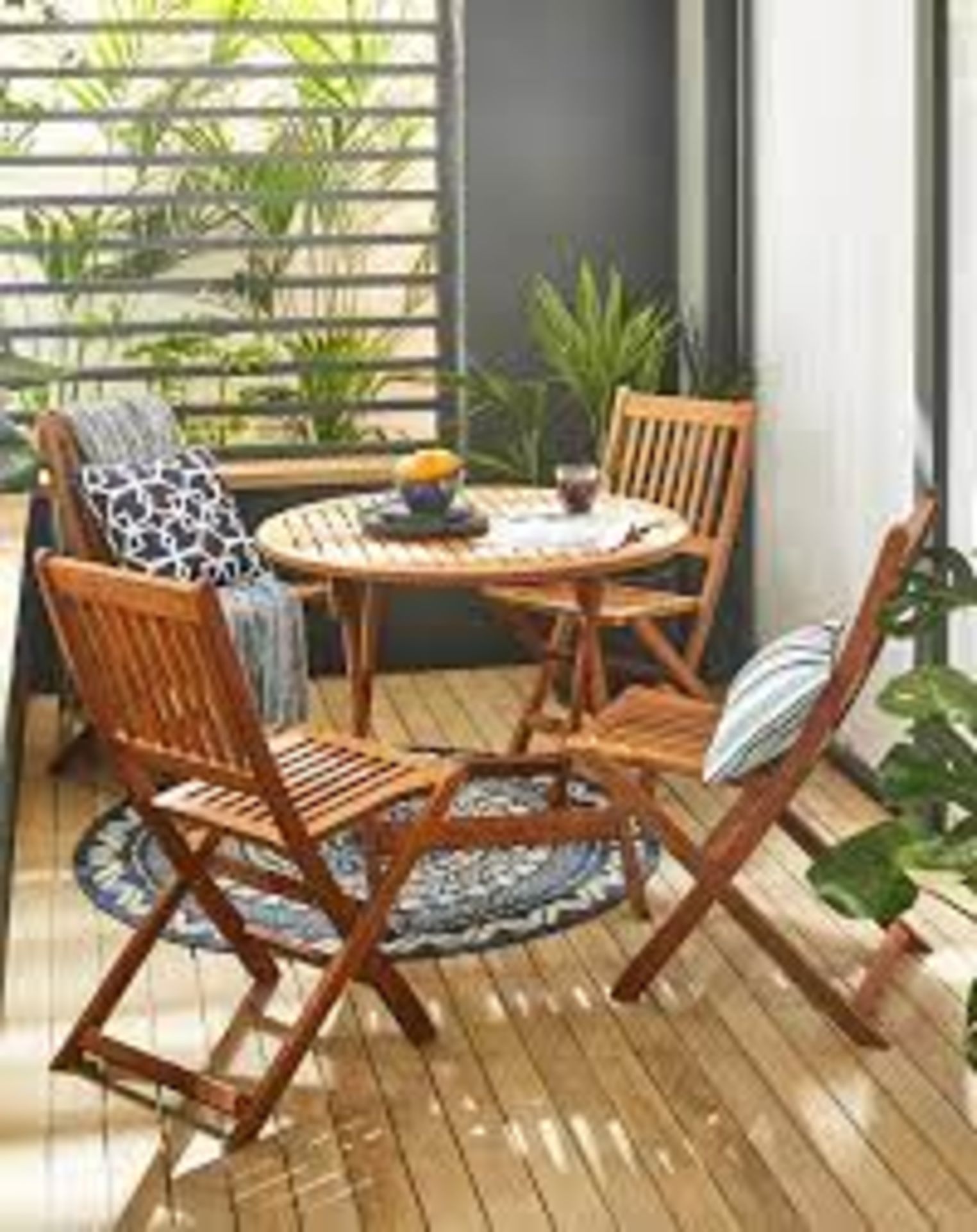 Wood Bistro Set with 2 Chairs. - RRP £379.00. SR30. Folding wooden 90cm table plus 2 folding