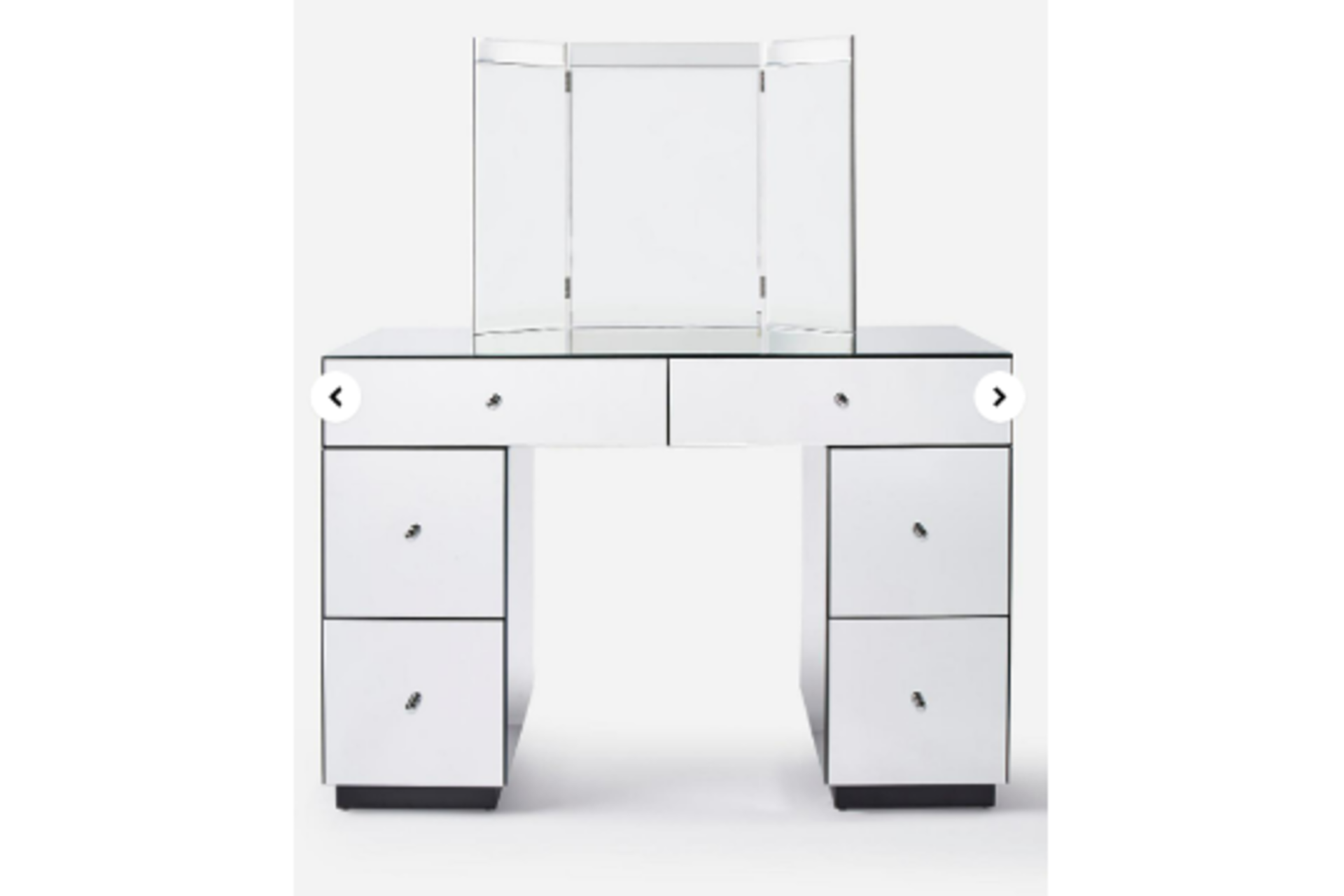 New & Boxed Luxury Deco Assembled Mirrored Dressing Table. RRP £599. The Mirage Mirrored Dressing