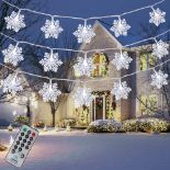 2 x NEW & BOXED SETS OF Snowflake String Lights, 8m/26ft 50 LED Fairy Lights Plug in, 8 Modes