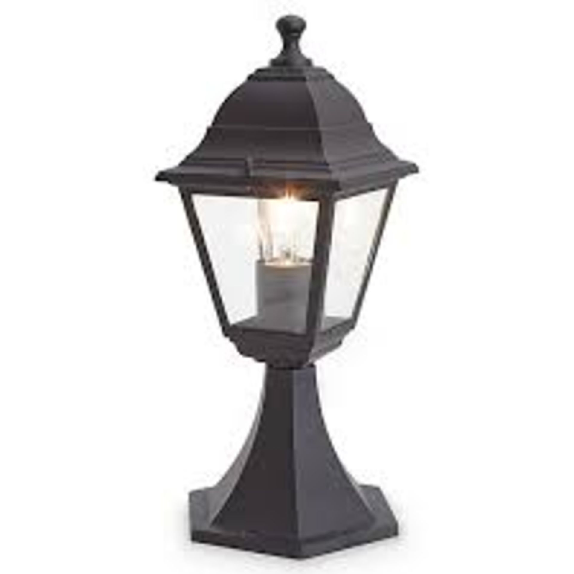 Blooma Varennes Black Mains-powered 1 lamp Halogen 4 faces Post lantern (H)370mm. - SR32