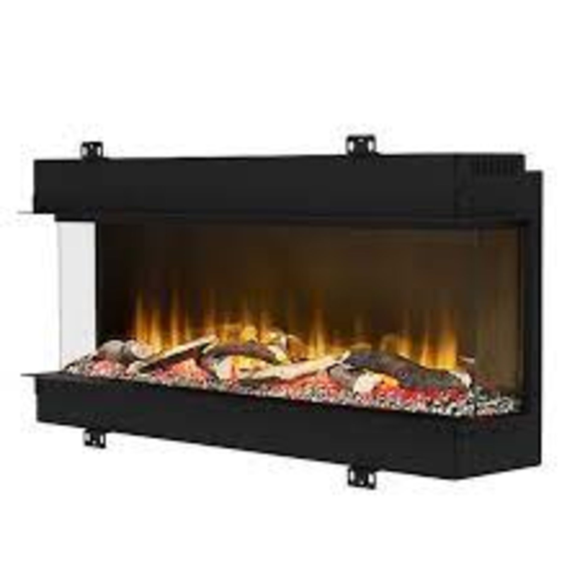 Be Modern Electric Fire Heater Wall Mounted Slimline Black Glass Flame Remote Control 2kW