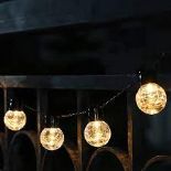 Delamere Crackle glass ball Solar-powered Warm white 8 Integrated LED Outdoor String lights. - SR32