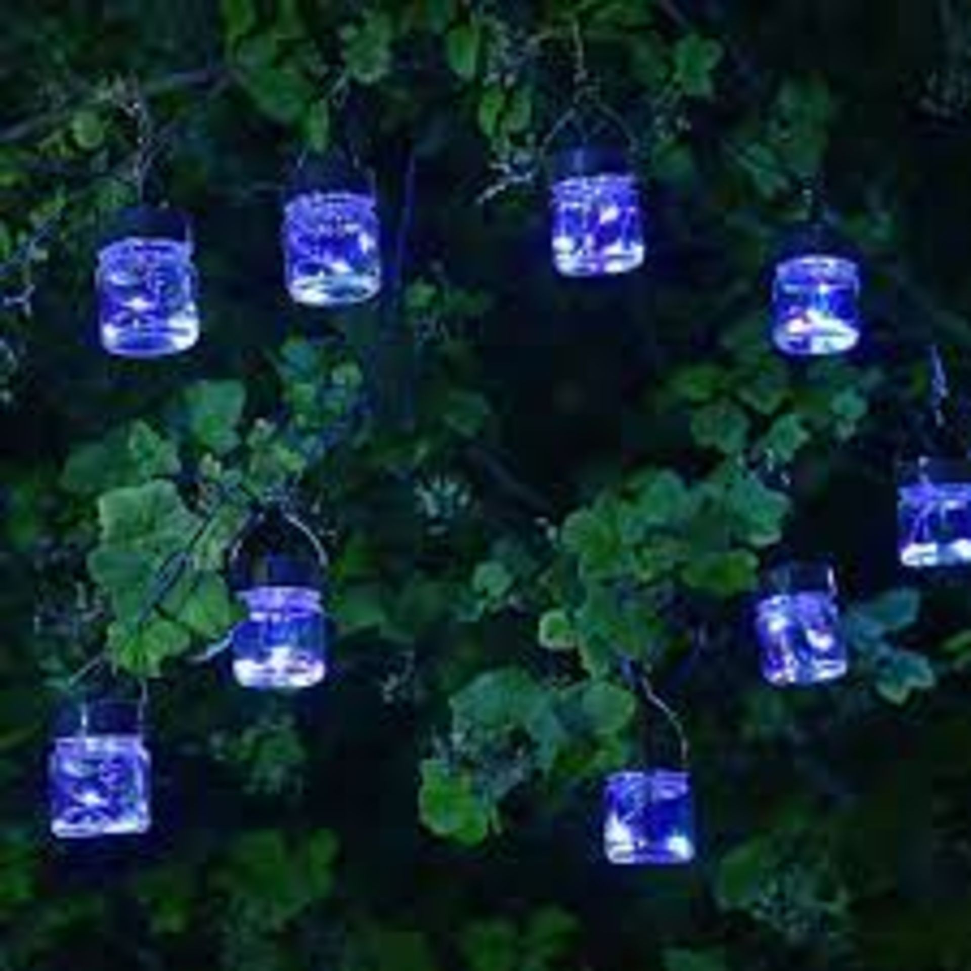 Solar Firefly jar Solar-powered Warm white 10 LED Outdoor String lights. - SR32