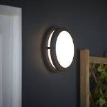 GoodHome Coffman Fixed Matt Dark grey Mains-powered Integrated LED Outdoor Round Wall light