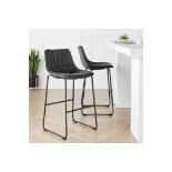Sutton Set of 2 Barstools with Fluted Back (Grey Velvet). - R51. RRP £159.99. Our lovely Sutton