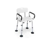 Shower Chair Height Adjustable Bath Stool with Removable Back and Arms No Slip - R51