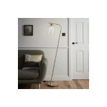 goodHome Thestias Brass Effect Floor Light - (R50) This brushed brass effect floor lamp has a