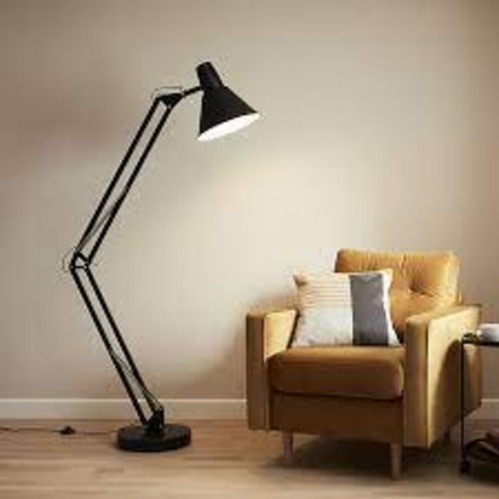 GoodHome Harchies Matt Black Floor light. - SR47. Our giant floor lamp version of the traditional