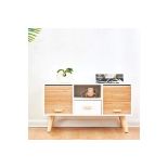 Cherry Tree Furniture TAKE 2-Door Cabinet/TV Stand Sideboard with Slatted Bamboo Sliding Doors. -