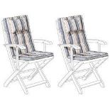 Set of 4 Outdoor Seat/Back Cushions Blue Stripes MAUI - R51