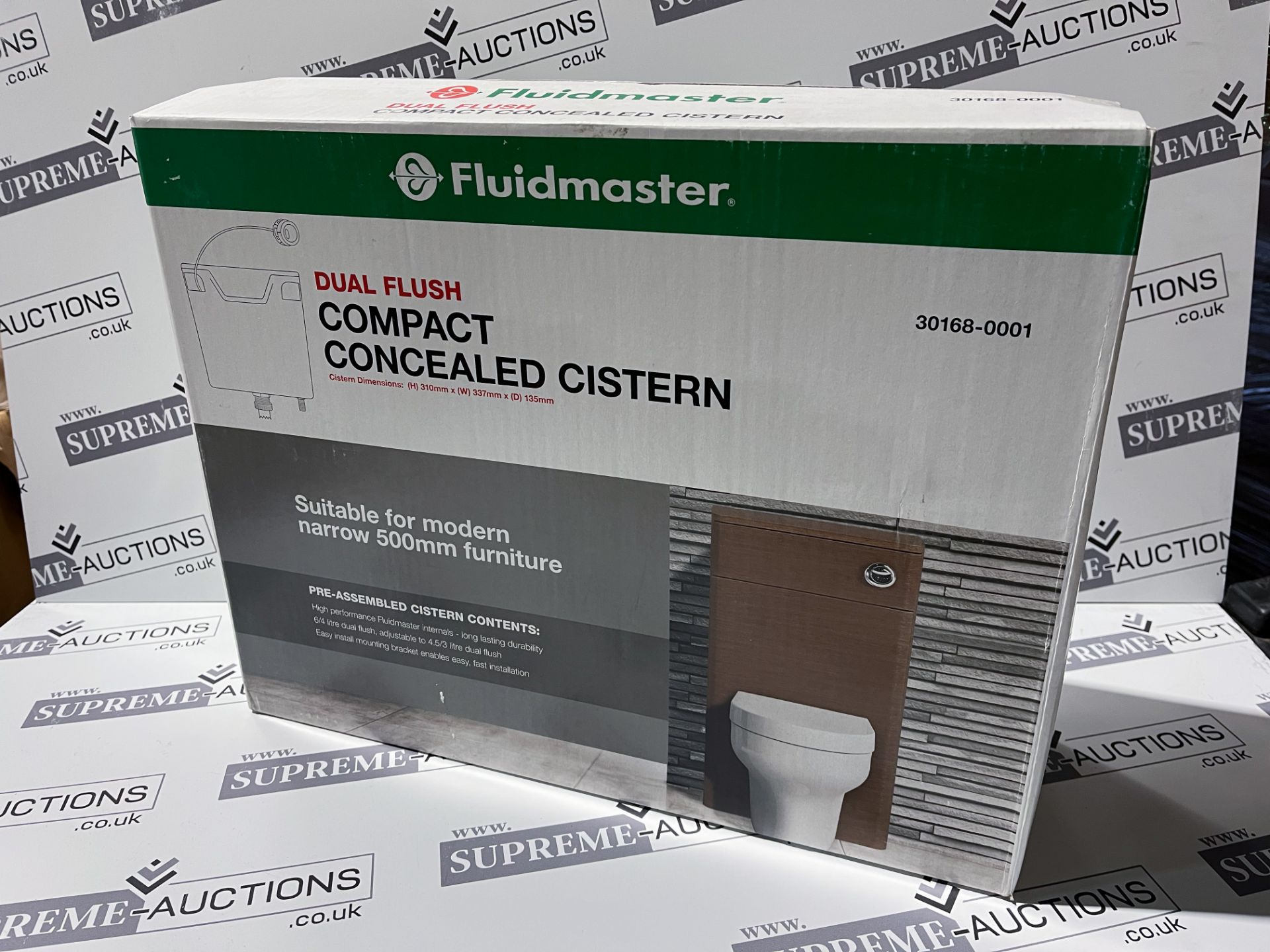 4 X BRAND NEW FLUIDMASTER BLACK CONCEALED DUAL CISTERN 320MM X 36.5CM X 14CM RRP £52 EACH R16-8