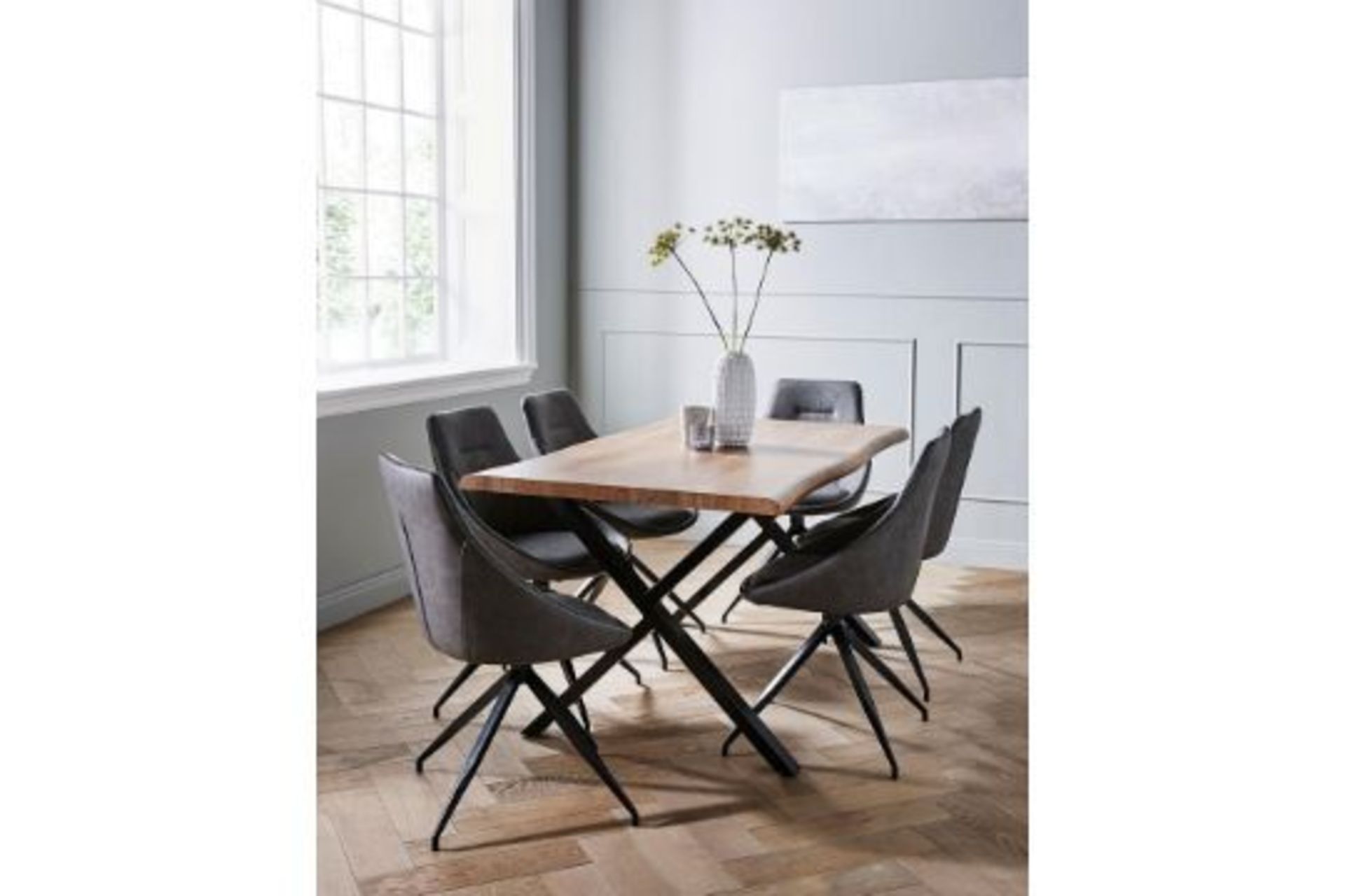 BRAND NEW KARTER Large Dining Table and 6 Chairs - GREY/OAK. RRP £1399. The Karter Large Dining