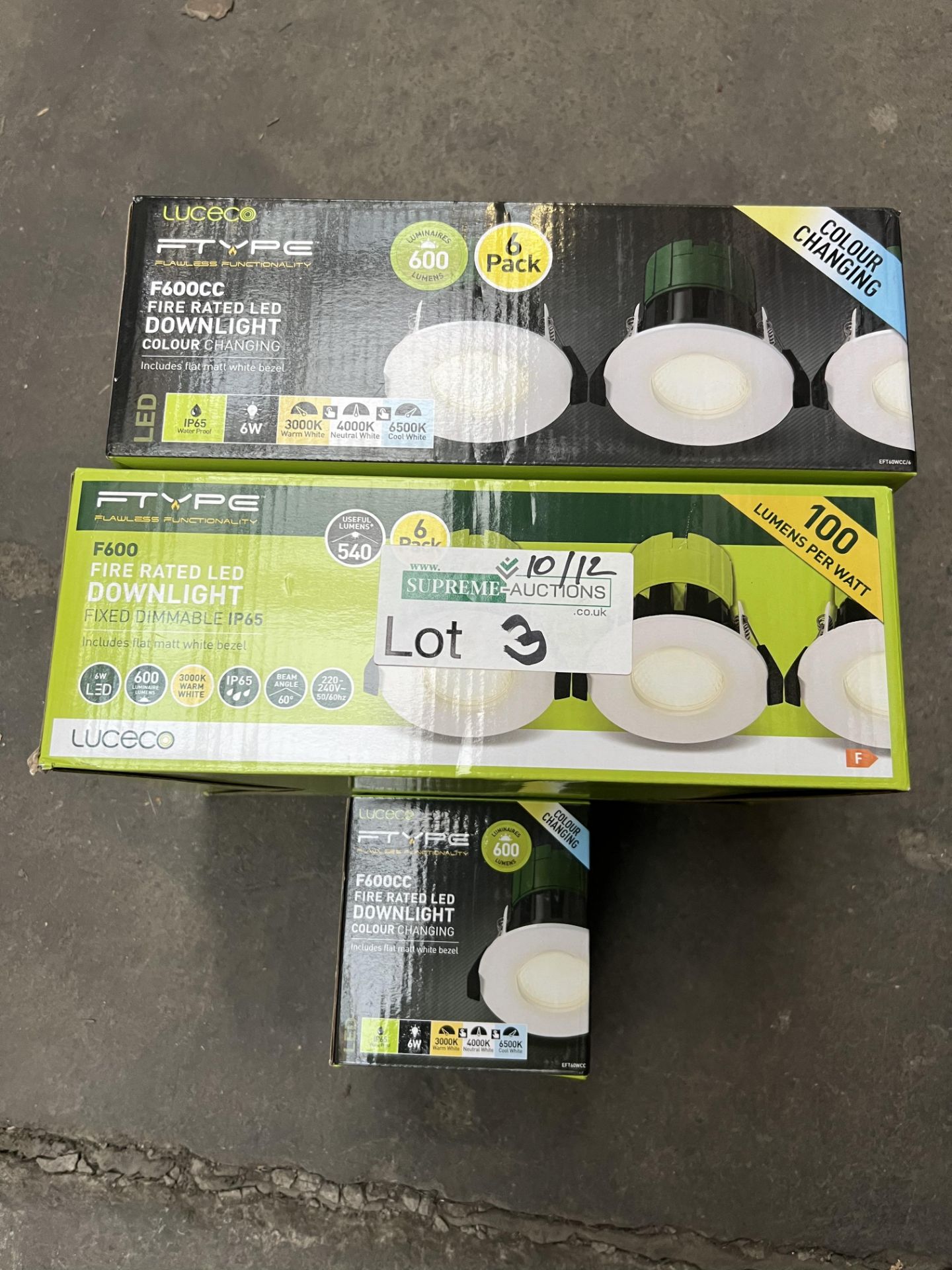 MIXED LOT TO INCLUDE 4 X LUCECO WHITE FIRE RATED LED DOWNLIGHT 6 PACK, 2 X LUCECO WHITE COLOUR - Image 2 of 2