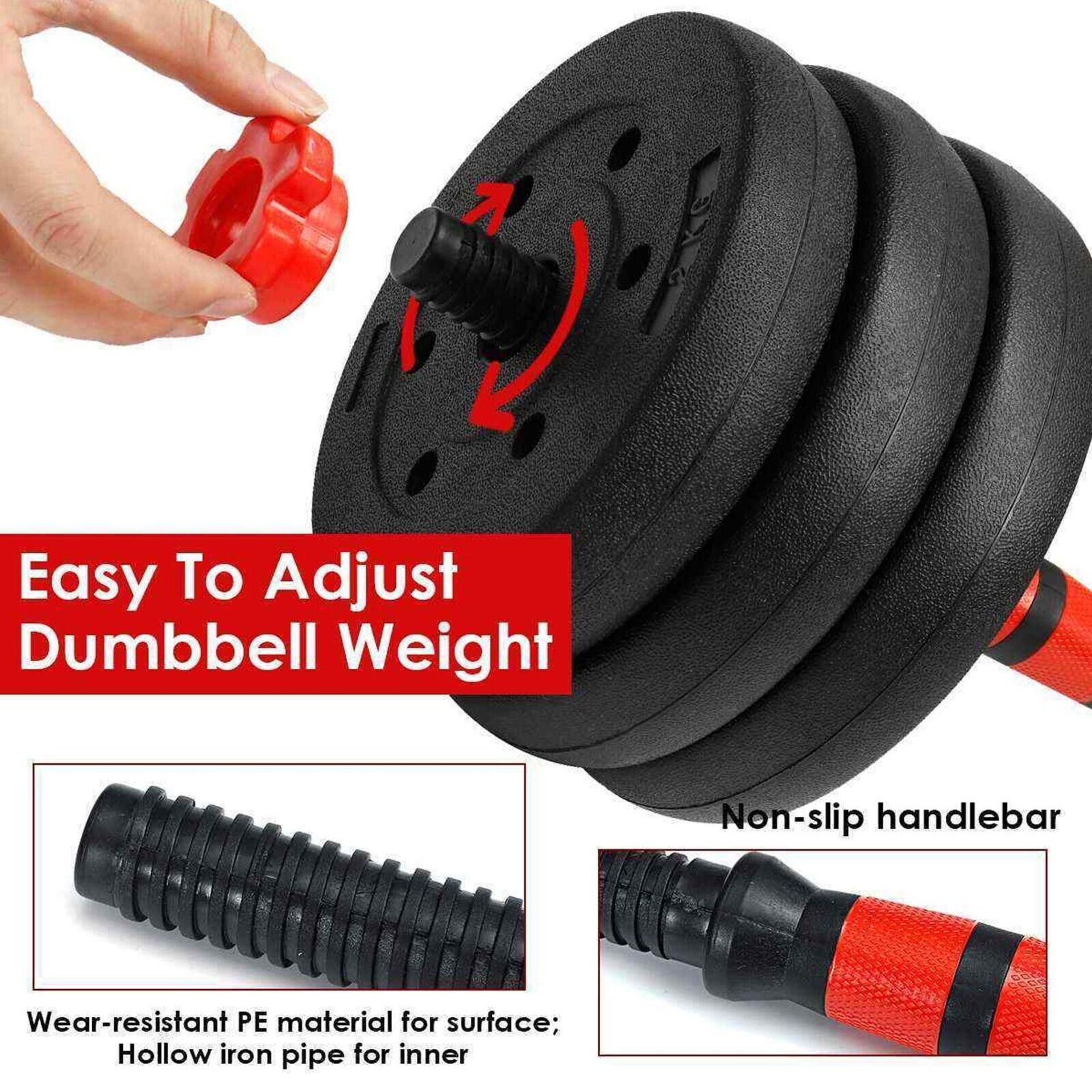 PALLET TO CONTAIN 18 X SETS OF 40kg Dumbbell Barbell Bar Weight Set. (PALLET ID: 19) Adjustable - Image 3 of 4