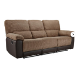 Harlow Fabric/Faux Leather Recliner 3 Seater Sofa. - SR. RRP £899.00. The Harlow Three Seater