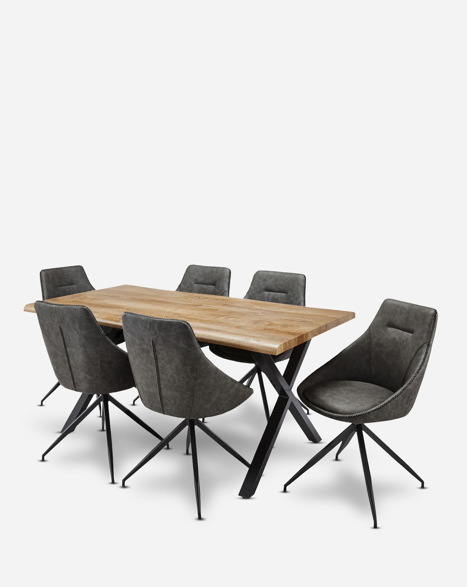 BRAND NEW KARTER Large Dining Table and 6 Chairs - GREY/OAK. RRP £1399. The Karter Large Dining - Image 5 of 5