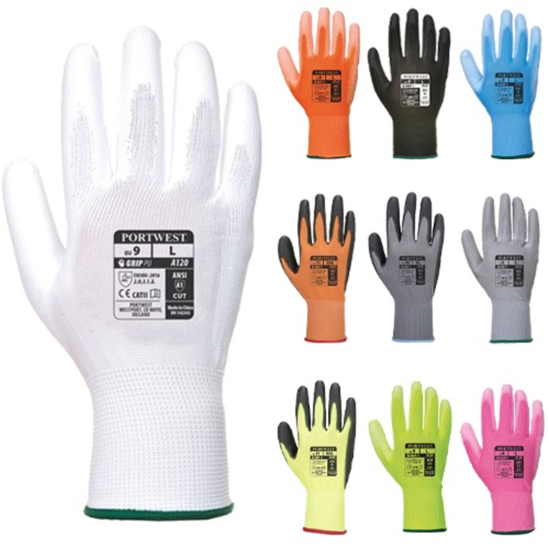 432x Brand New Portwest VA120 Grey pairs of PU Palm Gloves - XS RRP £1.09 Each (R40)