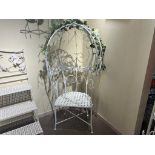 NEW IRON ORNATE ROUND GARDEN CHAIR IN WHITE