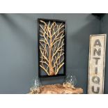 HUGE 120CM TALL TEAK ROOTWOOD RUSTIC WALL ART DECOR IN BLACK FRAME (PLEASE NOTE EVERY ONE IS
