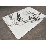 NEW HUGE 2.3M ABSTRACT CREAM AND BLACK PATTERNED RUG