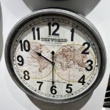 NEW BOXED LARGE VINTAGE COLTONS MAP OF THE WORLD WALL CLOCK