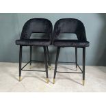 BOXED NEW PAIR OF DARK VELVET BAR STOOLS