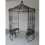 NEW LARGE IRON ORNATE DECORATIVE GAZEBO WITH SEATING