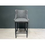 BOXED NEW PAIR OF CLASSIC PU LEATHER HIGH BAR STOOLS IN GREY