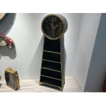 NEW BOXED LARGE BLACK AND GOLD INDUSTRIAL STYLE CLOCK SHELVING UNIT