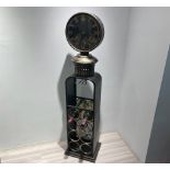 NEW BOXED LARGE INDUSTRIAL STYLE BLACK AND GOLD CLOCK WINE RACK