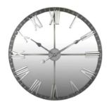NEW BOXED LARGE MIRRORED SILVER WALL CLOCK