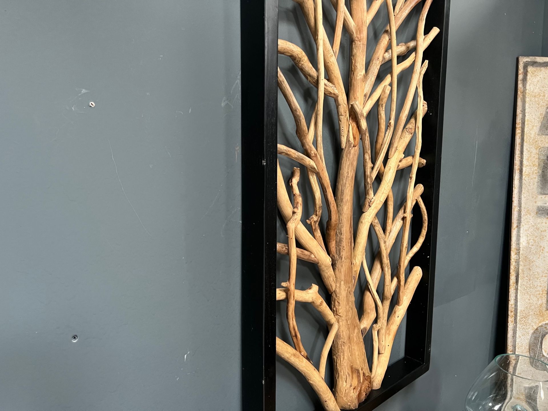 HUGE 120CM TALL TEAK ROOTWOOD RUSTIC WALL ART DECOR IN BLACK FRAME (PLEASE NOTE EVERY ONE IS - Image 3 of 3