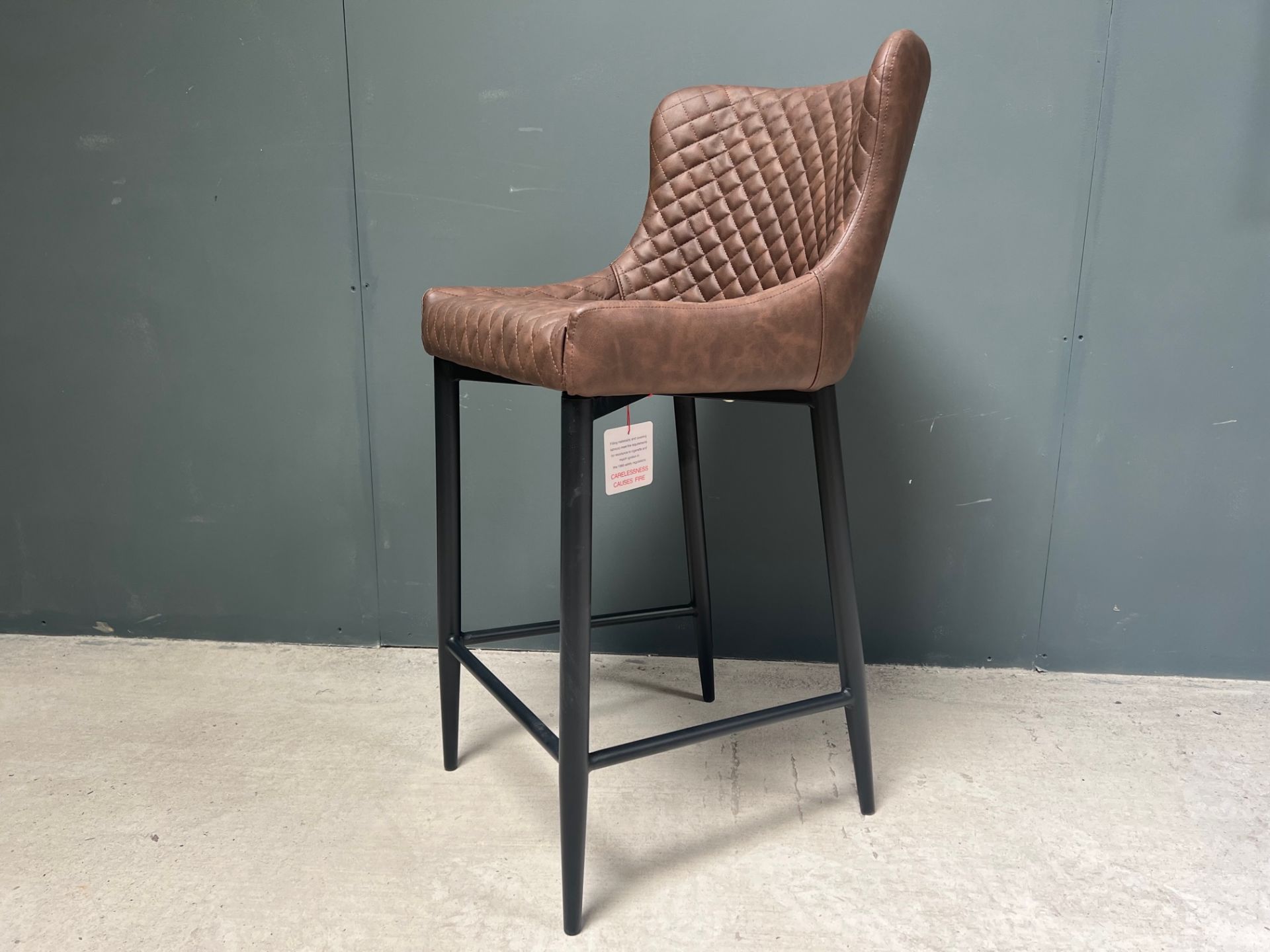 BOXED NEW PAIR OF CLASSIC PU LEATHER HIGH BAR STOOLS IN BROWN - Image 2 of 4