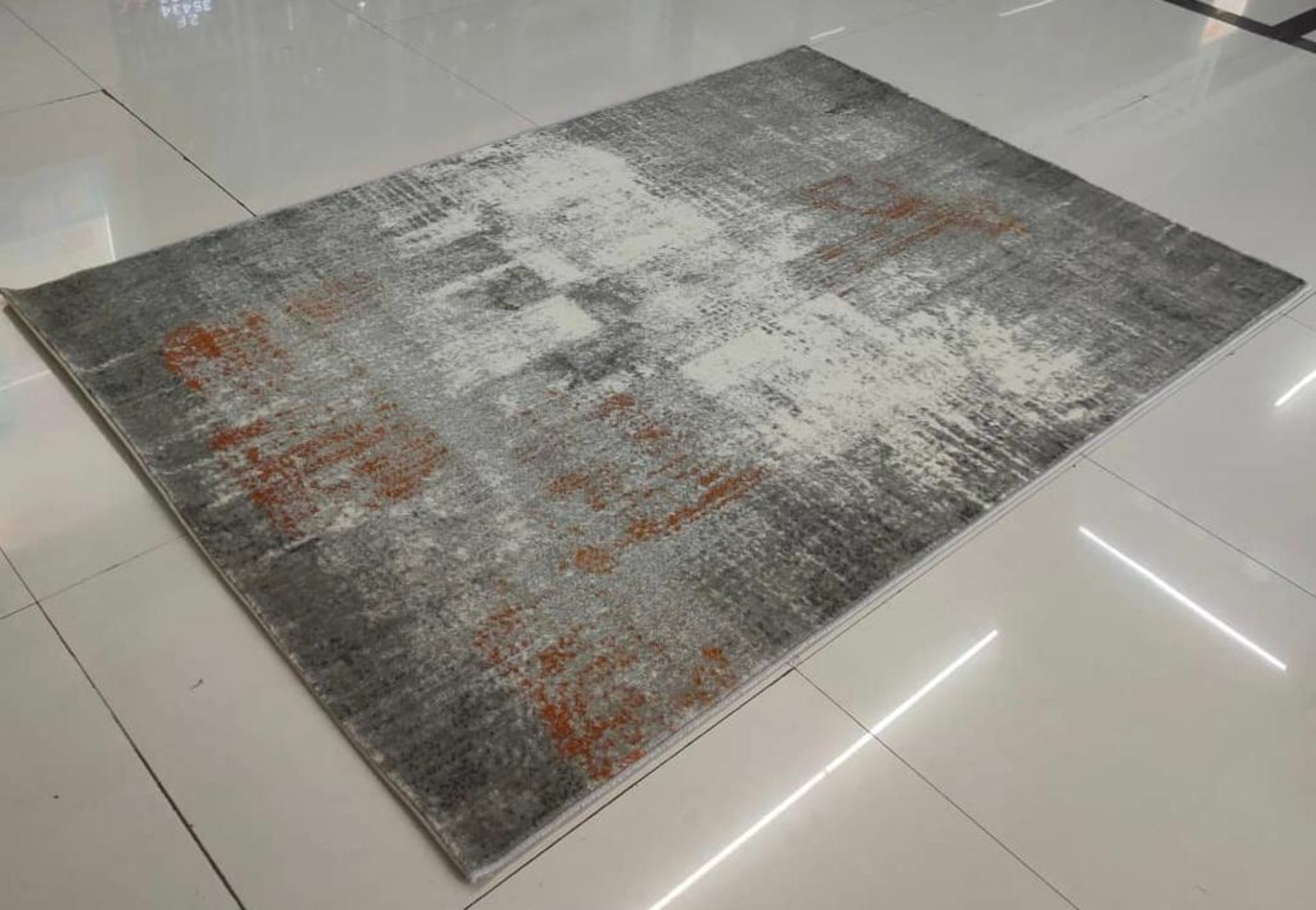 NEW HUGE 2.3M ABSTRACT GREY AND COPPER PATTERNED RUG