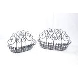 DECORATIVE TWO PIECE IRON ORNATE WALL HANGING PLANTERS