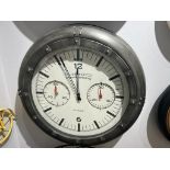 NEW BOXED VINTAGE SILVER INDUSTRIAL STYLE GENEVA CHRONOGRAPH WALL CLOCK