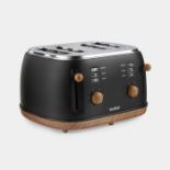 Black & Wood Fika 4 Slice Toaster. - PW. From breakfast muffins to mid-afternoon crumpets, toast a