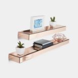 Rose Gold Mirrored Shelves. - PW. Display your photos, art, books or plants in style with the