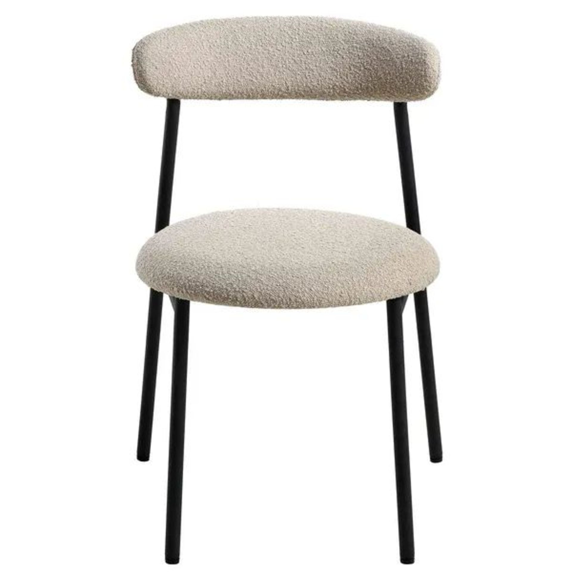 Donna Set of 2 Taupe Boucle Dining Chairs. - SR25. RRP £199.99. The ultra-slim black metal legs