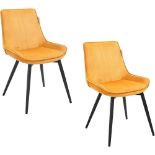 Cala Set of 2 Mustard Velvet Dining Chairs. - SR24. Comfortably cushioned in the back and seat and