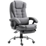 Executive Reclining Computer Desk Chair with Footrest, Headrest and Lumbar Cushion Support