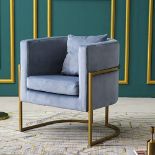 Gracie Accent Chair in Blue Velvet. - SR24. RRP £299.99. With a removable backrest cushion and