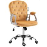 Mustard Velvet Chesterfield Swivel Chair. - SR24. This stylish office chair features a diamante