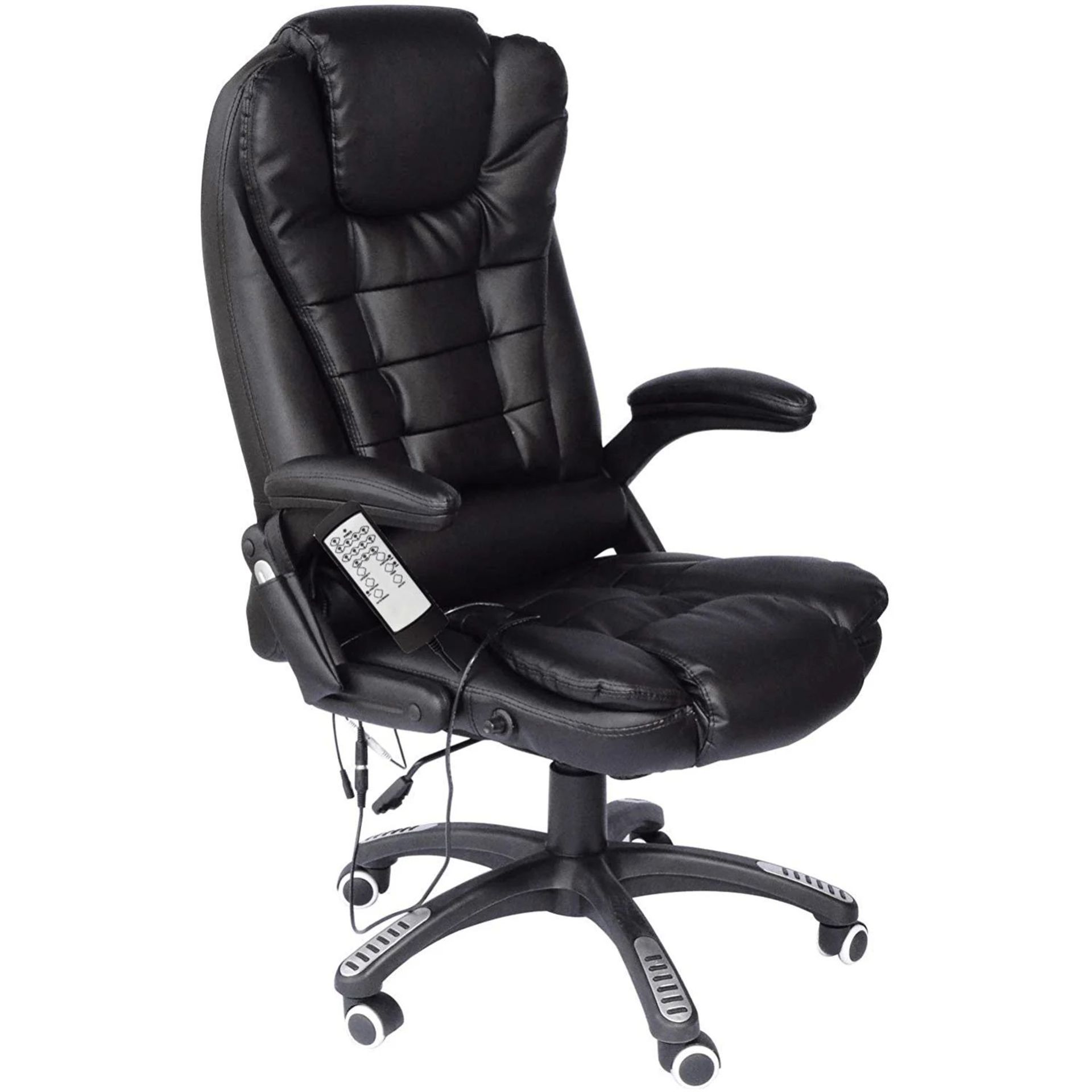 Executive Recline Padded Swivel Office Chair with Vibrating Massage Function, MM17 Black. - SR24.