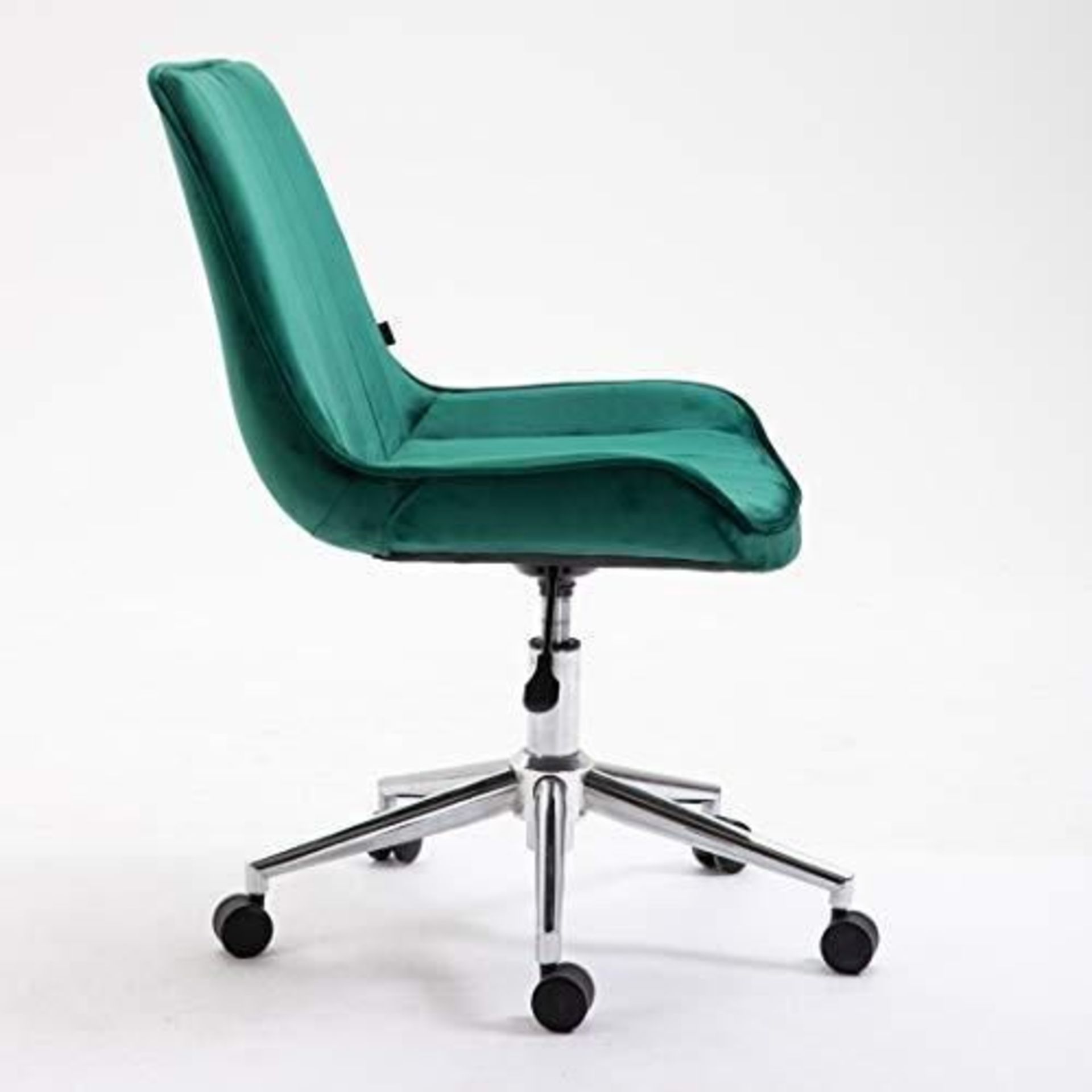 Cherry Tree Furniture Cala Vintage Pine Green Colour Velvet Desk Chair Swivel Chair with Chrome