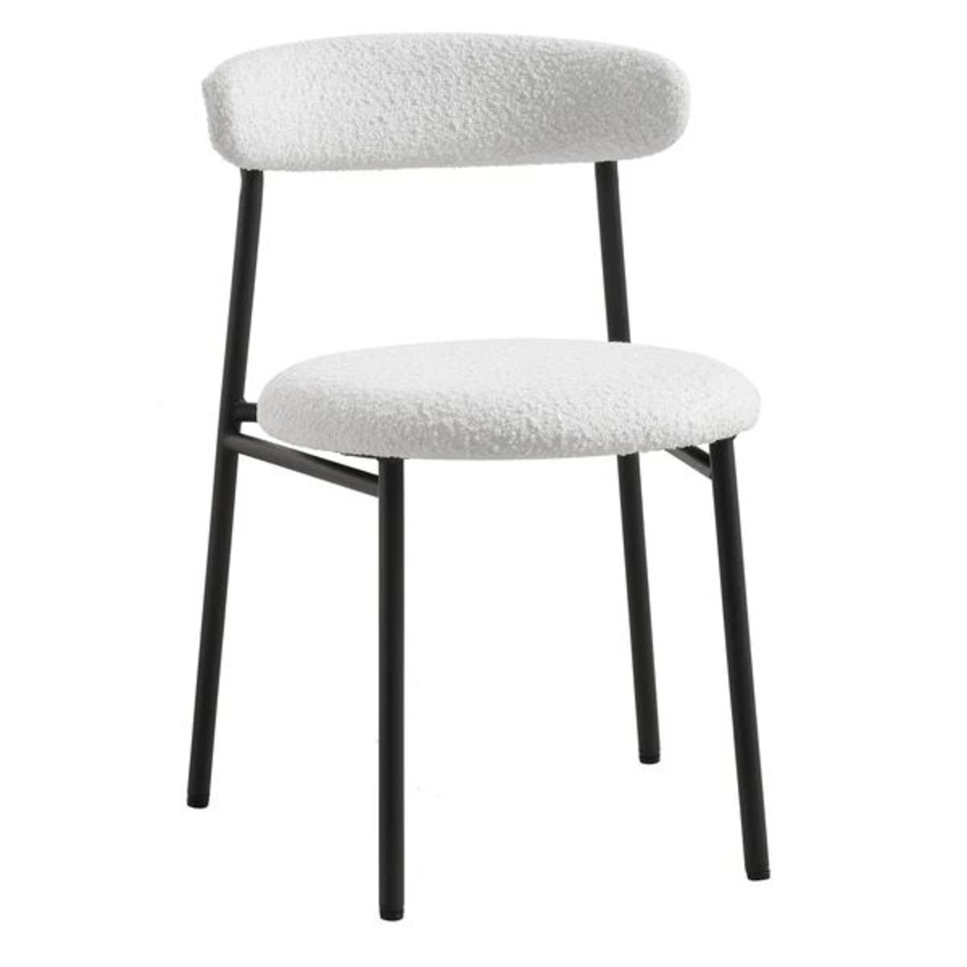 Donna Set of 2 White Boucle Dining Chairs. - SR24. RRP £199.99. With slightly curved back and - Image 2 of 2