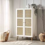 Frances Woven Rattan Compact Double Wardrobe, White. - SR6. RRP £348.99. Crafted from wood and