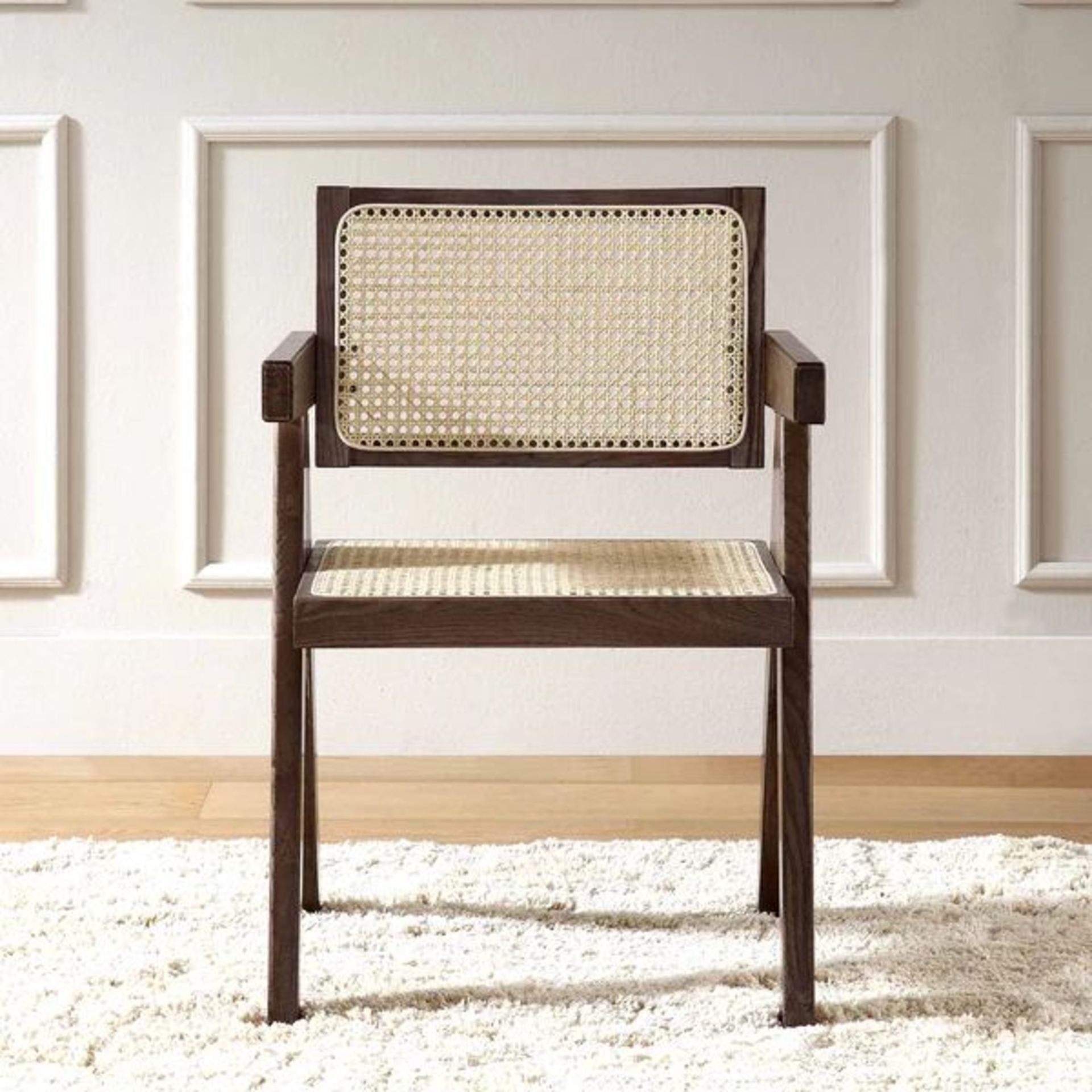 Jeanne Dark Walnut Cane Rattan Solid Beech Wood Dining Chair. - SR25. RRP £199.99. The cane rattan - Image 2 of 2