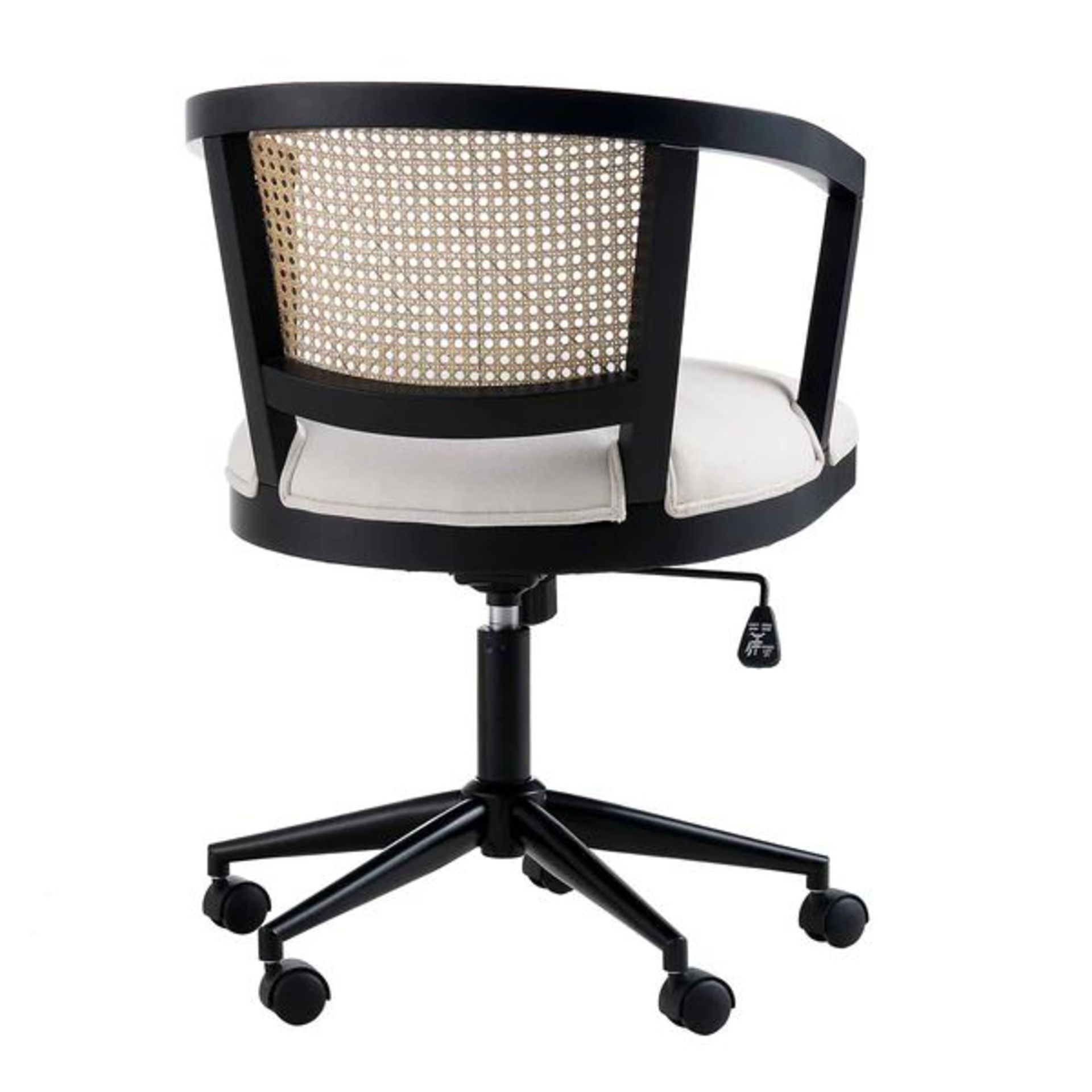Lucia Natural Cane Swivel Desk Chair. - SR24. The chair features a beautiful clam shell design - Image 2 of 2