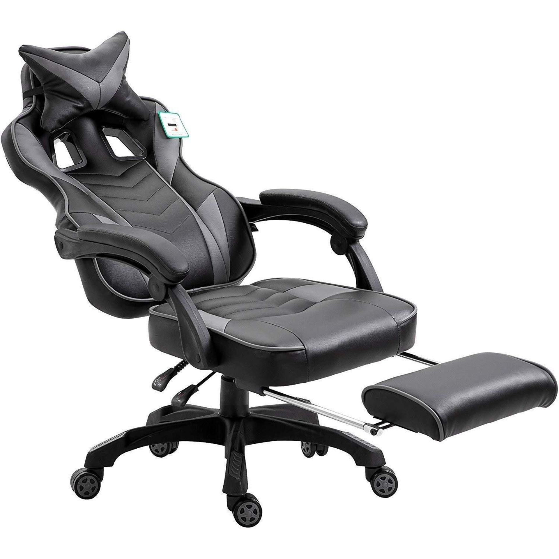 Cherry Tree Furniture High Back Recliner Gaming Chair with Cushion & Retractable Footrest Black & - Image 2 of 2